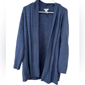 J.‎ Jill Cardigan Sweater, Size Medium, Blue, Open Front, Cotton Blend, Comfort
